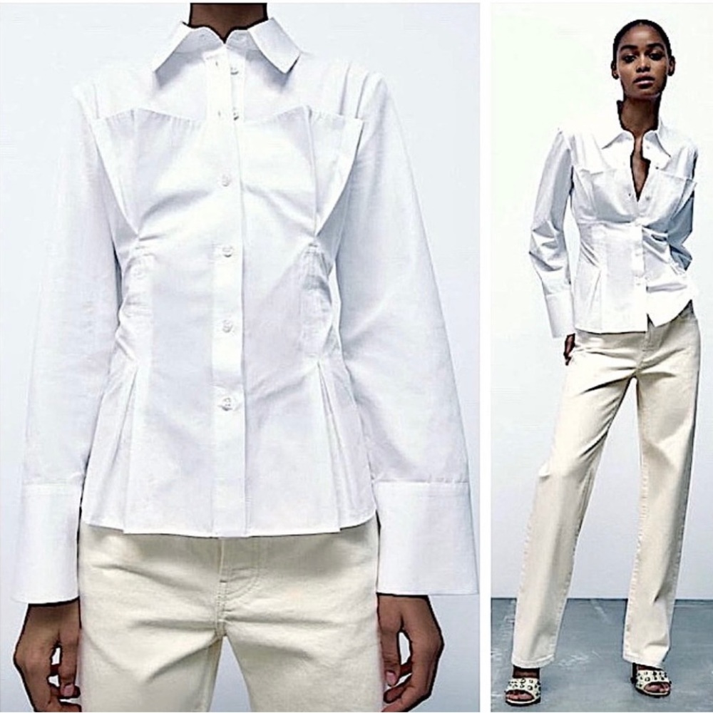 Zara White Button Down Shirt for Women